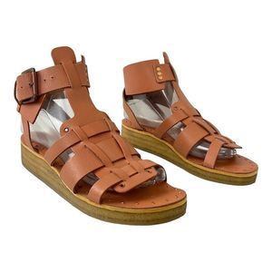 Free People Womens Size 38 US 8 Natural Leather Marianne Gladiator Wedge Sandals